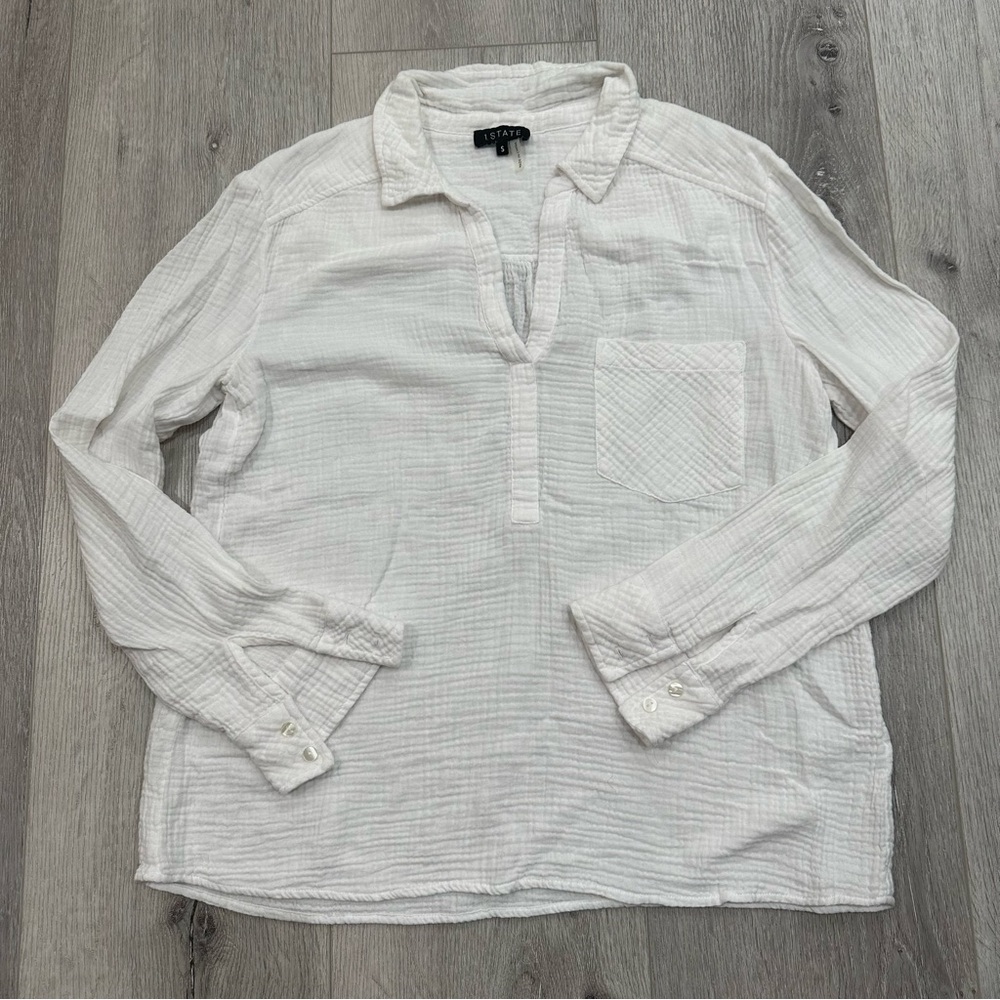 1. STATE Half Button Up Collared Shirt with Pocket
